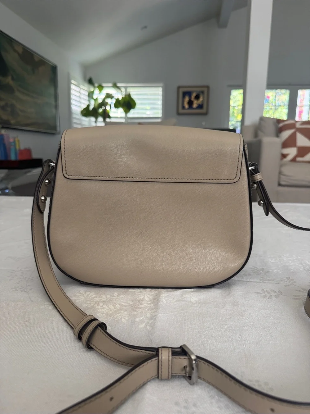 Marc Jacobs Taupe Beige Leather Saddle Crossbody Bag